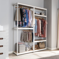 Baxton Studio WH06/WH09-White-Shelf Gavin White Metal 7-Shelf Closet Storage Racking Organizer